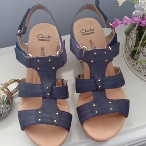 Clarks Women's Dark Blue Strappy Sandals